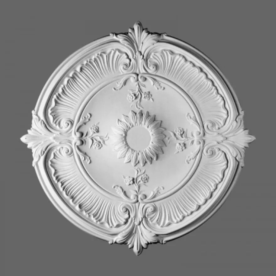 Casa Padrino Stuck Rosette 70 x 70 x H 5,9 cm Deckenrosette in Weiß im Barock- und Jugendstil