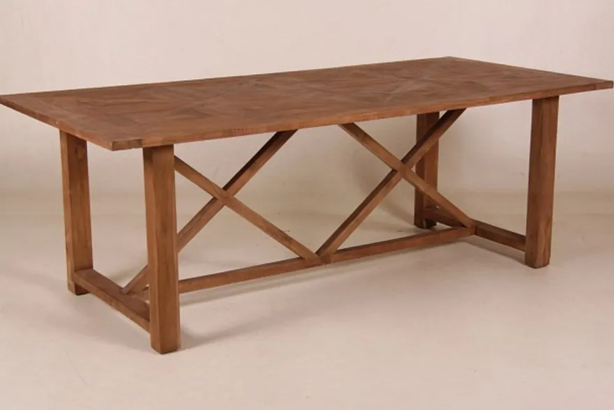 Casa Padrino Teak Esstisch Massivholz im Landhaus Stil Holzfarben 220 x 100 x 78 cm