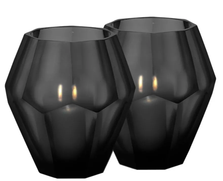 Casa Padrino Teelichthalter Set Schwarz 17 x H. 16 cm - Luxus Qualität