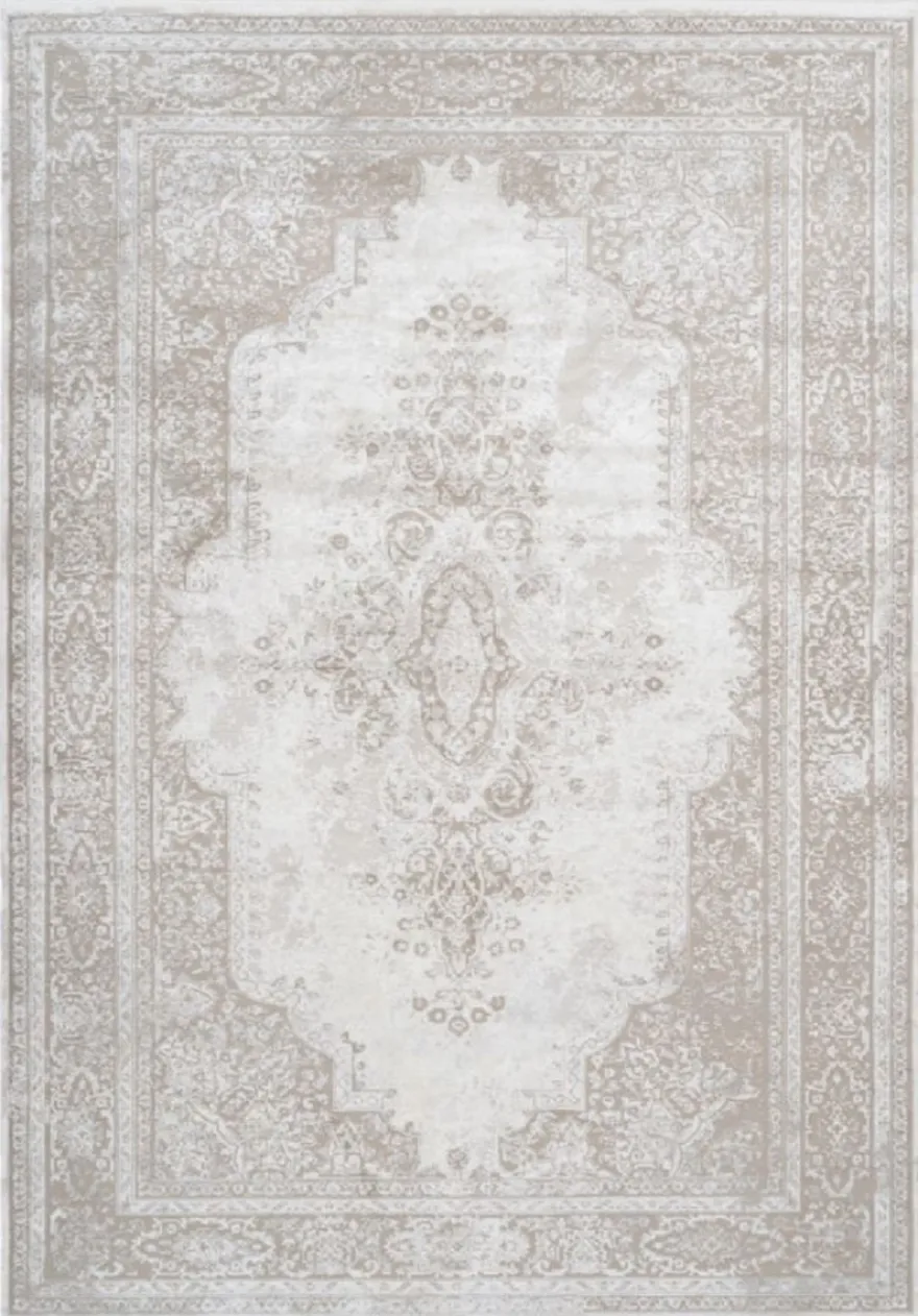 Casa Padrino Teppich Vintage Cremefarben - Verschiedene Größen - Rechteckiger Teppich im Vintage Look - Wohnzimmer Deko Accessoires