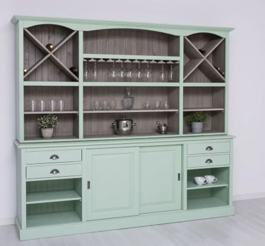 Casa Padrino Theke im Landhausstil mit Aufsatz, 240 x 50 x 210 cm