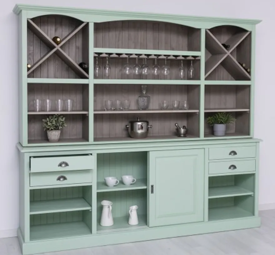 Casa Padrino Theke im Landhausstil mit Aufsatz, 240 x 50 x 210 cm
