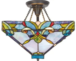 Casa Padrino Tiffany Deckenleuchte im Barock Stil Bunt, Ø 36 x H. 40 cm - Handgefertigte Glaslampe