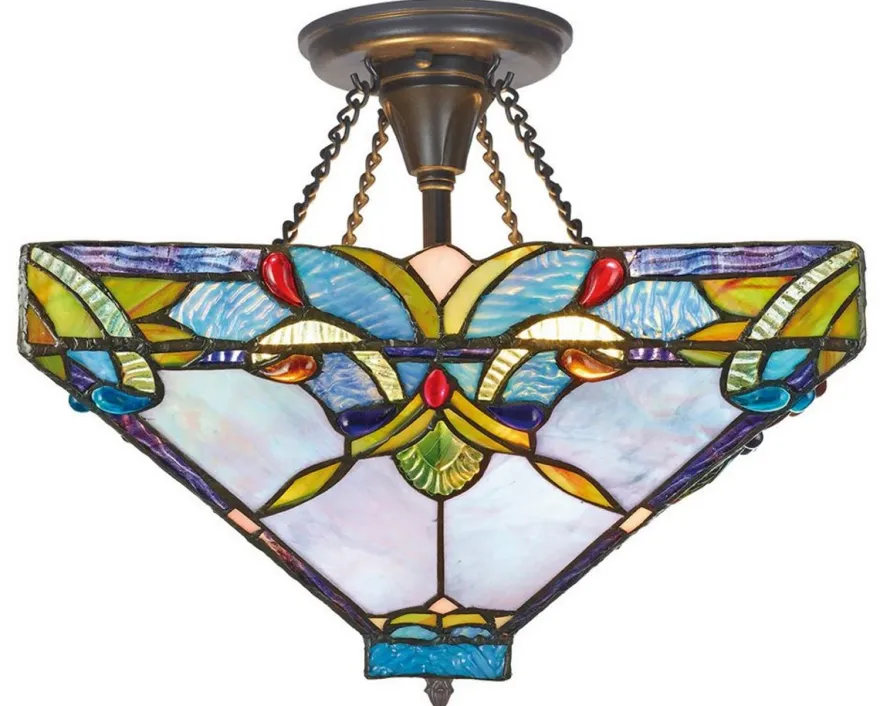 Casa Padrino Tiffany Deckenleuchte im Barock Stil Bunt, Ø 36 x H. 40 cm - Handgefertigte Glaslampe