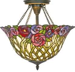 Casa Padrino Tiffany Deckenleuchte Mosaik Glas bunt, Durchmesser 40 cm - Hängeleuchte im Barockstil