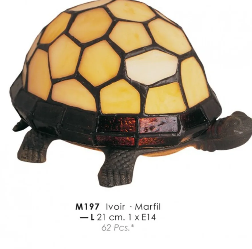 Casa Padrino Tiffany Decoleuchte Schildkröte creme, handgefertigt aus 62 Glasstücken, Durchmesser 21 cm, E14 Fassung