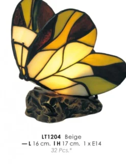 Casa Padrino Tiffany Decoleuchte Schmetterling, Beige, Durchmesser 16 cm, Höhe 17 cm, E14 Fassung