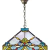 Casa Padrino Tiffany Hängeleuchte Bunt Ø 36 x H. 82 cm - Handgefertigte Pendelleuchte aus Glas und Metall