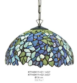 Casa Padrino Tiffany Hängeleuchte, handgefertigte Deckenlampe aus Glas, Bunt, Durchmesser 36 cm, 1-flammig
