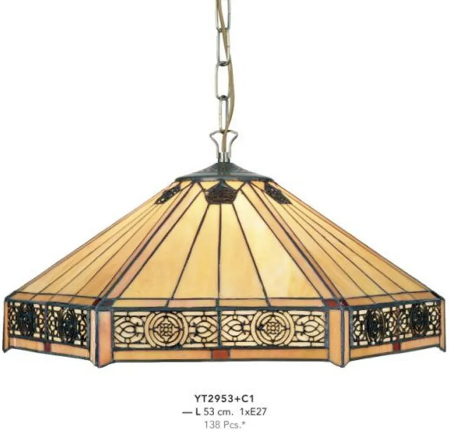 Casa Padrino Tiffany Hängeleuchte Art Deco Stil, Buntglas, Durchmesser 53 cm, 1-flammig