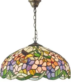 Casa Padrino Tiffany Hängeleuchte Bunt im Jugendstil Mehrfarbig Ø 40 x H. 92 cm - Luxus Qualität