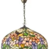 Casa Padrino Tiffany Hängeleuchte im Jugendstil Design, Mehrfarbig, Ø 40 x H. 82 cm