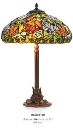 Casa Padrino Tiffany Hockerleuchte im Jugendstil Design, Buntglas, Höhe 61 cm, Durchmesser 40 cm