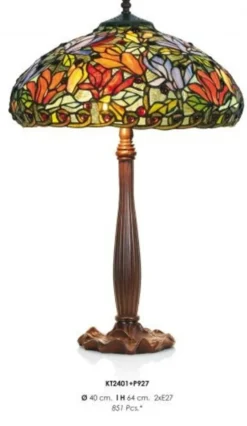 Casa Padrino Tiffany Hockerleuchte im Jugendstil, Buntglas, Höhe 64 cm, Durchmesser 40 cm