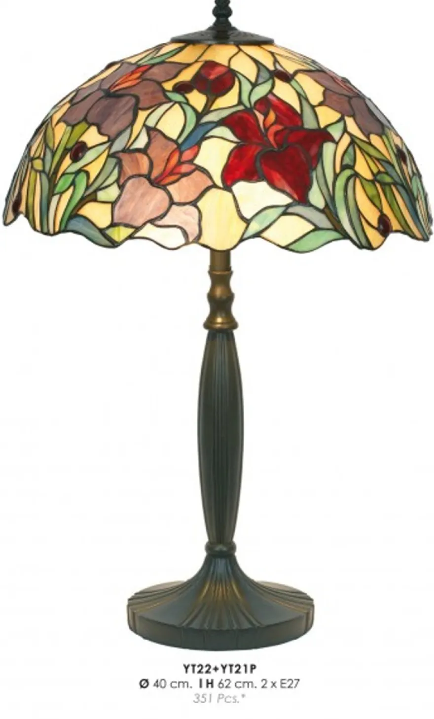 Casa Padrino Tiffany Hockerleuchte Ø 40 x H. 62 cm - Tiffany Tischleuchte