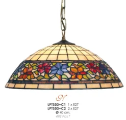 Casa Padrino Tiffany Pendelleuchte Ø 40 cm - Tiffany Hängeleuchte - Tiffany Leuchten