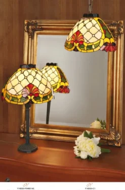 Casa Padrino Tiffany Pendelleuchte Ø 34 cm - Wohnzimmer Hängeleuchte