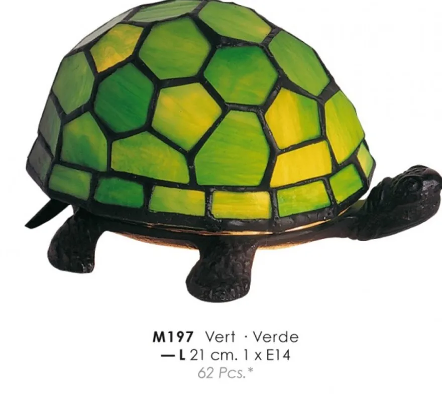 Casa Padrino Tiffany Tischleuchte Schildkröte Grün Ø 21 cm - Tiffany Deko Leuchte