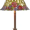 Casa Padrino Tiffany Tischleuchte Hockerleuchte im Mosaik Design, Bunt aus Glas und Metall, Durchmesser 40 cm