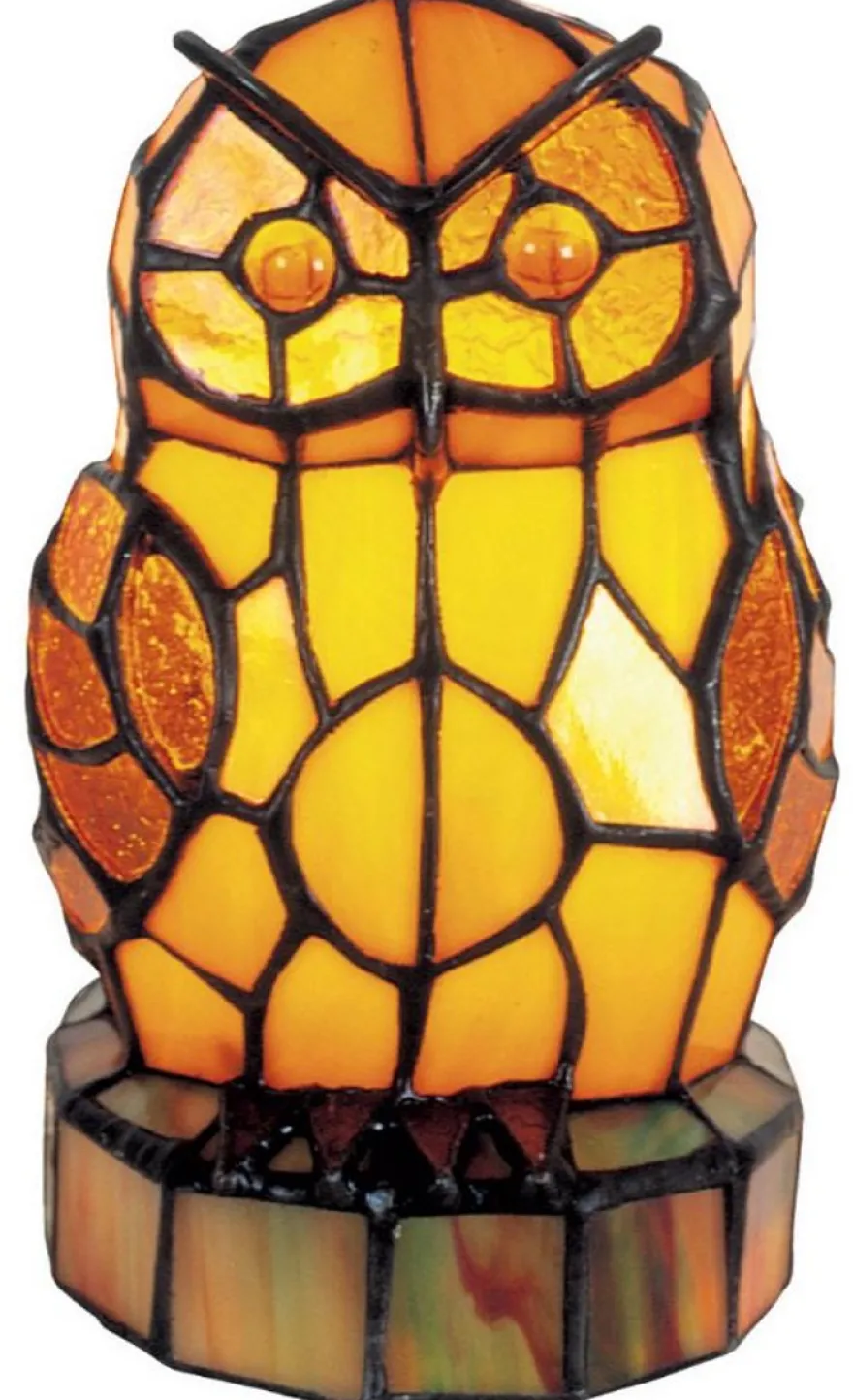 Casa Padrino Tiffany Tischleuchte Eule, Dekoleuchte aus buntem Tiffany Glas, Ø 16 x H. 18 cm