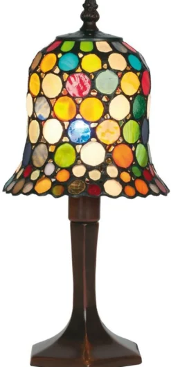 Casa Padrino Tiffany Tischleuchte / Hockerleuchte Mehrfarbig Ø 16 x H. 36 cm - Handgefertigte Tiffany Dekoleuchte