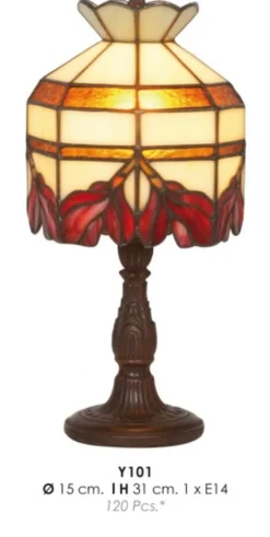 Casa Padrino Tiffany Tischleuchte Ø 15 x H. 31 cm - Handgefertigte Tischlampe - Luxus Qualität