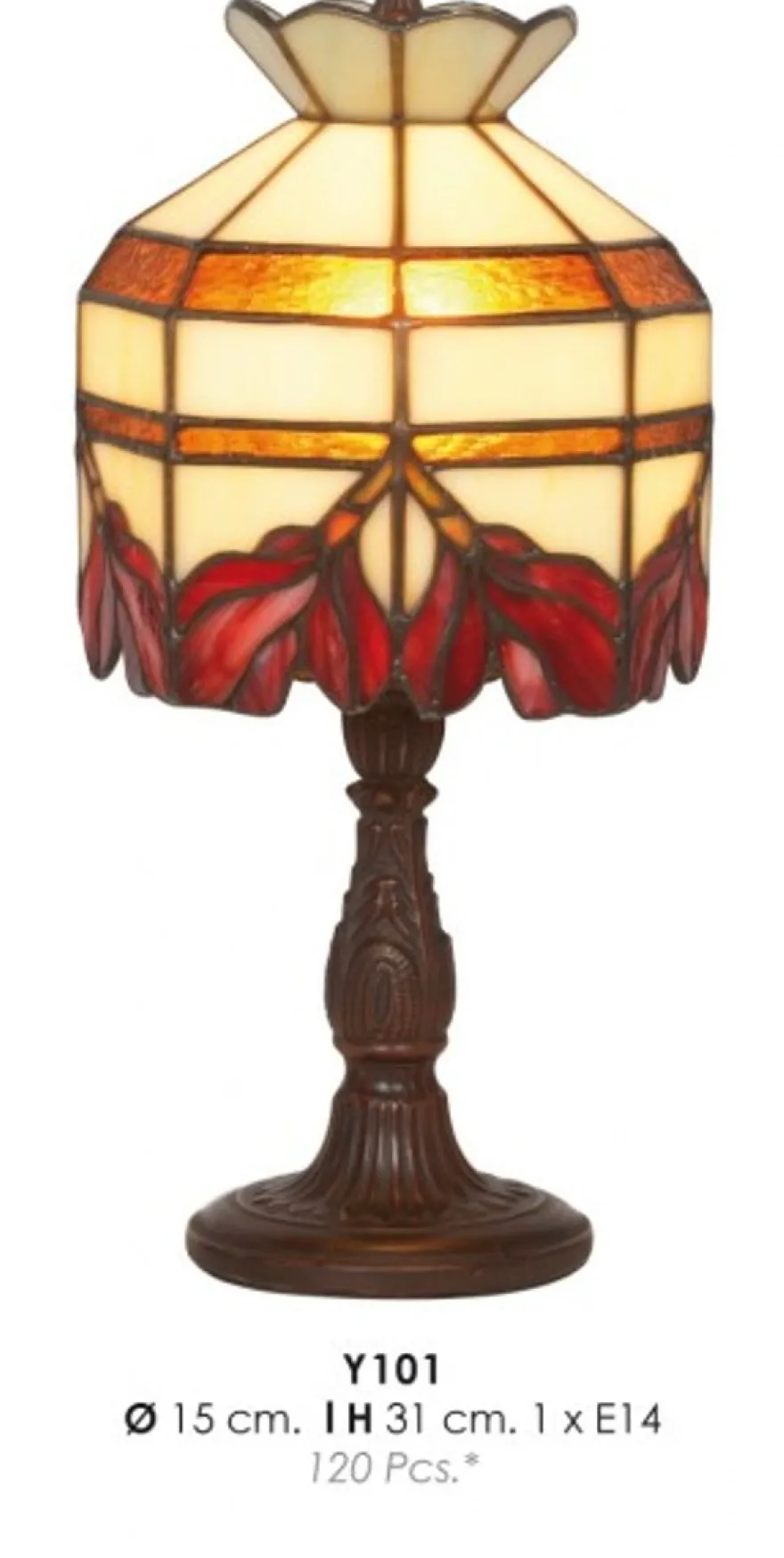 Casa Padrino Tiffany Tischleuchte Ø 15 x H. 31 cm - Handgefertigte Tischlampe - Luxus Qualität