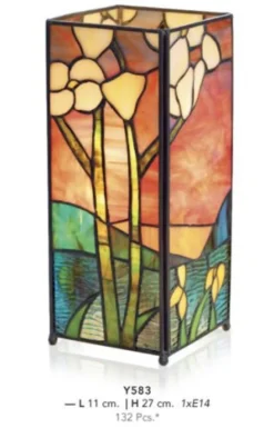 Casa Padrino Tiffany Tischleuchte Mosaik Lampe im Kunstglas Design, Breite 11 cm, Höhe 27 cm
