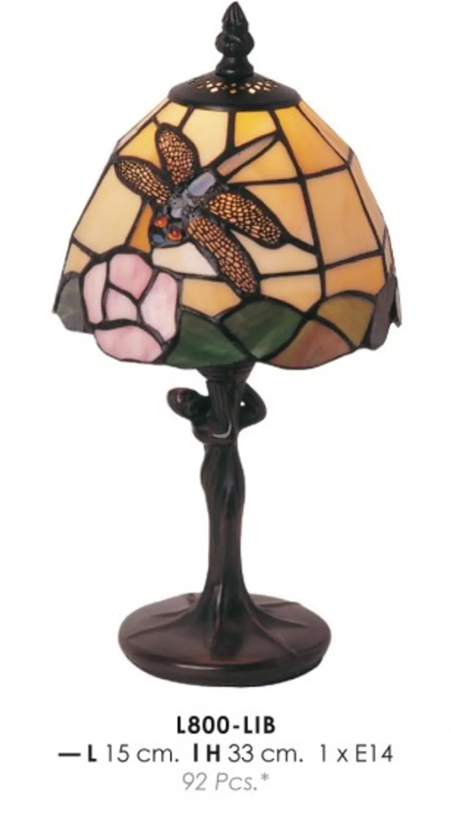 Casa Padrino Tiffany Tischleuchte Ø 15 x H. 33 cm - Tiffany Schreibtischleuchte