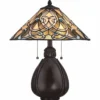 Casa Padrino Tiffany Tischleuchte Bunt / Bronze H. 49,5 cm - Tiffany Leuchten