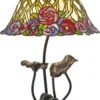 Casa Padrino Tiffany Tischleuchte Hockerleuchte Blumen Mosaik Glas Metall - Durchmesser 40 cm