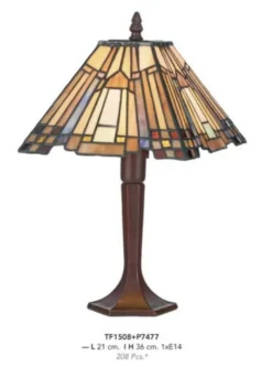 Casa Padrino Tiffany Tischleuchte Mosaik Design, Ø 21 cm, Höhe 36 cm, handgefertigte Glas-Lampe