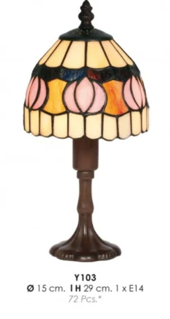 Casa Padrino Tiffany Tischleuchte Ø 15 x H. 29 cm - Tiffany Hockerleuchte - Tiffany Schreibtischleuchte