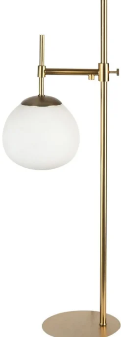 Casa Padrino Tischleuchte Gold 17 x H. 65 cm - Exklusive Wohnzimmer Tischlampe aus Metall und Mattglas