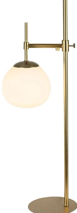 Casa Padrino Tischleuchte Gold 17 x H. 65 cm - Exklusive Wohnzimmer Tischlampe aus Metall und Mattglas
