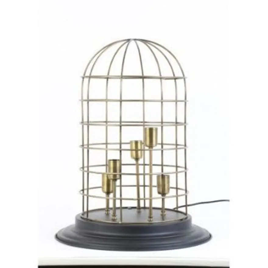 Casa Padrino Tischleuchte Schwarz / Bronze 47 x H 60 cm - Elegante Leuchte aus Metall