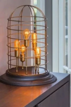 Casa Padrino Tischleuchte Schwarz / Bronze 47 x H 60 cm - Elegante Leuchte aus Metall