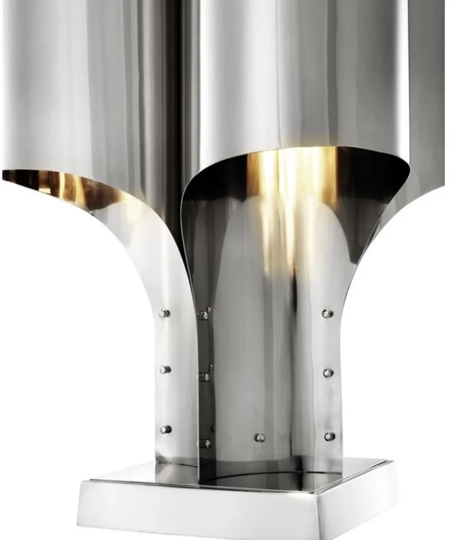Casa Padrino Tischleuchte Silber 46 x 46 x H. 82,5 cm - Luxus Tischlampe
