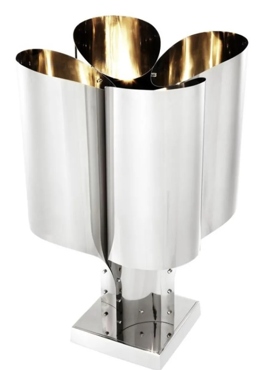 Casa Padrino Tischleuchte Silber 46 x 46 x H. 82,5 cm - Luxus Tischlampe
