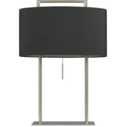 Casa Padrino Tischleuchte Silber 45 x 21 x H 64 cm - Elegante Tischlampe in Silber und Schwarz
