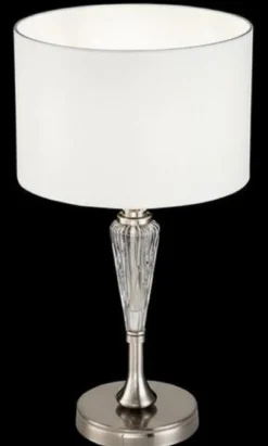 Casa Padrino Tischleuchte Silber / Weiß Ø 26,5 x H. 46 cm - Elegante Tischlampe im Neoklassischen Stil
