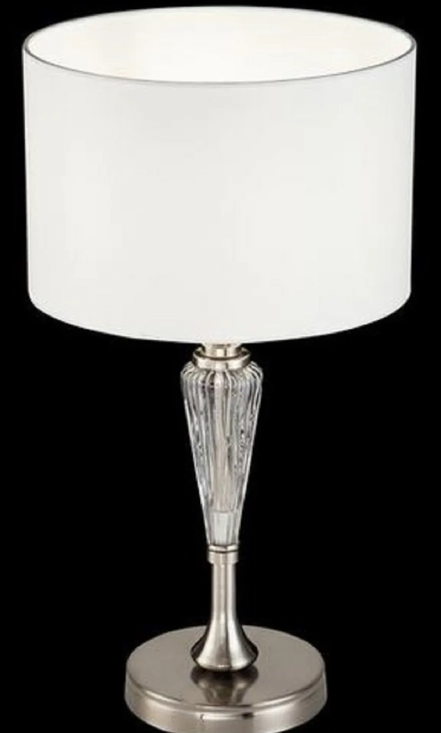 Casa Padrino Tischleuchte Silber / Weiß Ø 26,5 x H. 46 cm - Elegante Tischlampe im Neoklassischen Stil