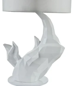 Casa Padrino Tischleuchte Weiß in exklusivem Design Ø 24 x H. 48,5 cm - Luxus Hotel & Restaurant Beleuchtung