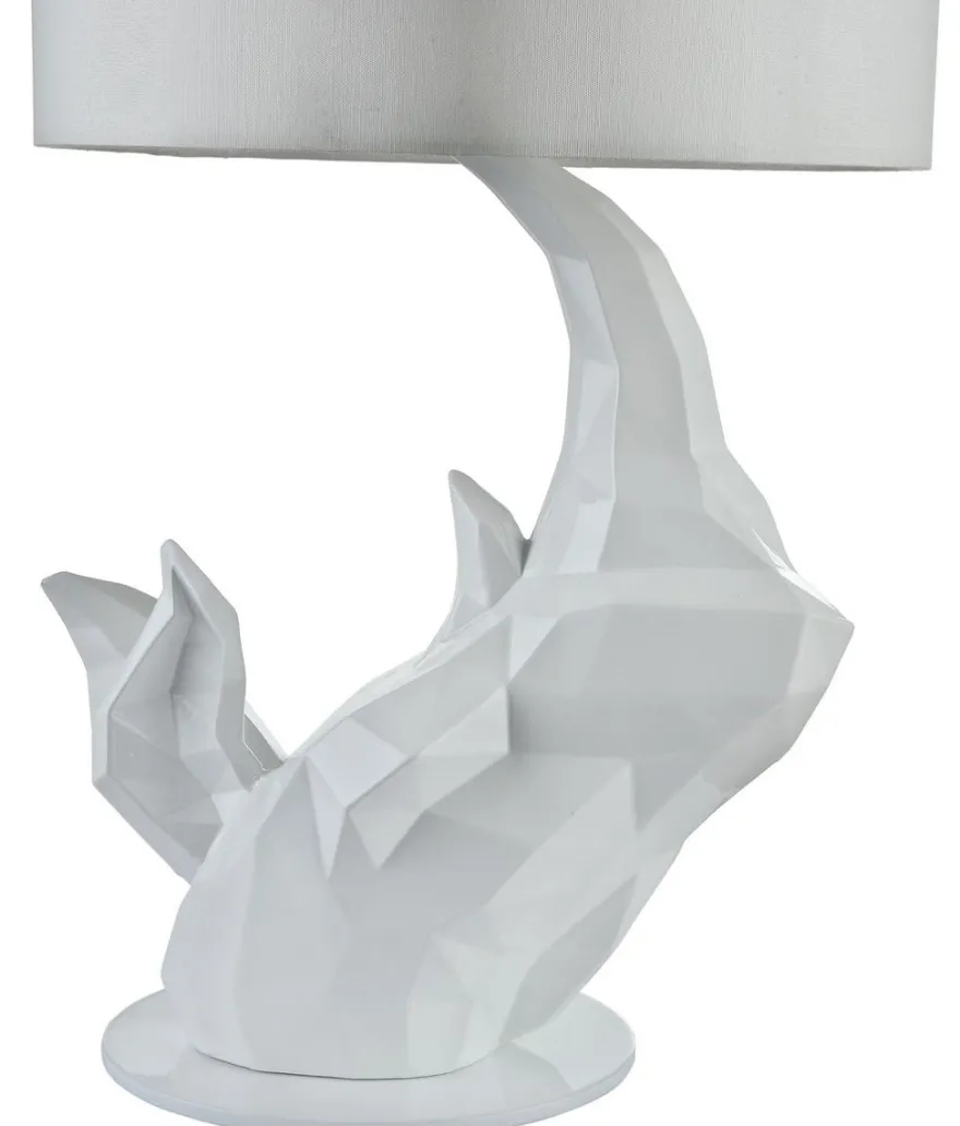 Casa Padrino Tischleuchte Weiß in exklusivem Design Ø 24 x H. 48,5 cm - Luxus Hotel & Restaurant Beleuchtung