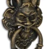 Casa Padrino Türklopfer Barock Devil Face Gusseisen Messingfarben 32.7 cm - Antik Jugendstil Gründerzeit