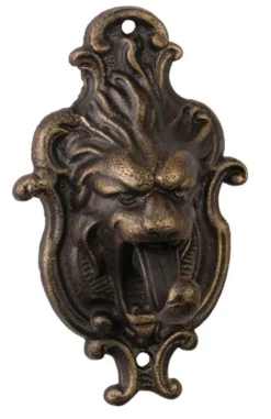 Casa Padrino Türklopfer Barock Löwenkopf mit Zunge Gusseisen 18.4 cm - Antik Jugendstil Gründerzeit