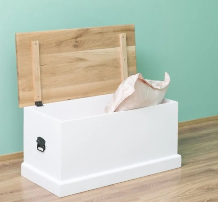 Casa Padrino Truhe im Landhausstil mit Eichenholzplatte, 90 x 45 x 45 cm
