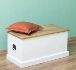 Casa Padrino Truhe im Landhausstil mit Eichenholzplatte, 90 x 45 x 45 cm