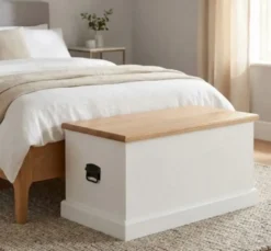 Casa Padrino Truhe im Landhausstil mit Eichenholzplatte, 90 x 45 x 45 cm