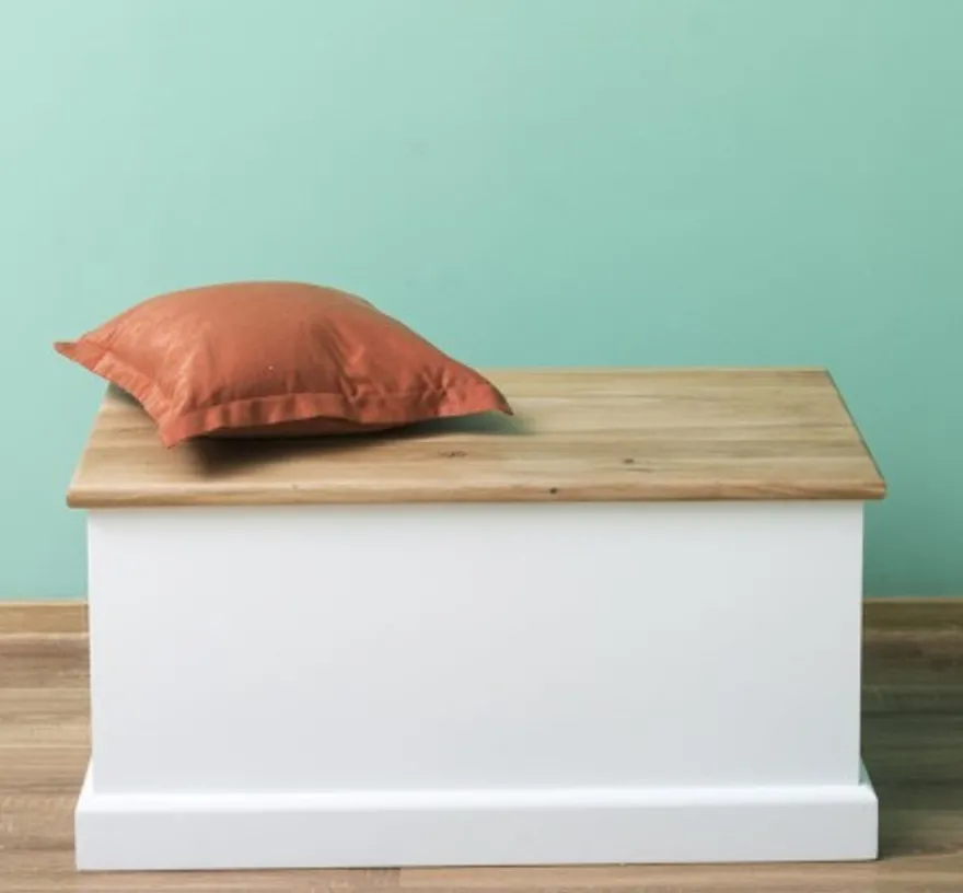 Casa Padrino Truhe im Landhausstil mit Eichenholzplatte, 90 x 45 x 45 cm